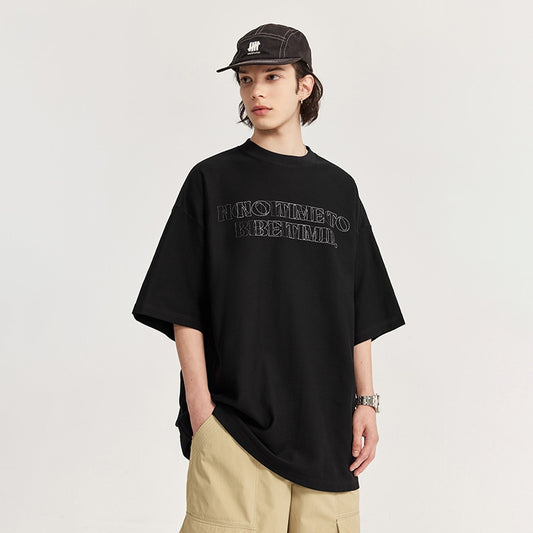 Playera de Algodón Puro con Bordado para Hombre - Twill 250g