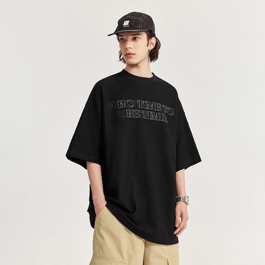Playera de Algodón Puro con Bordado para Hombre - Twill 250g