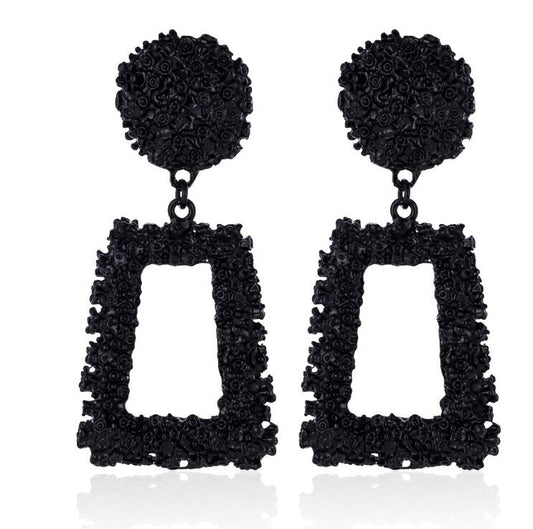 Aretes Geométricos Grandes Vintage - Oro, Plata y Negro - Image 2