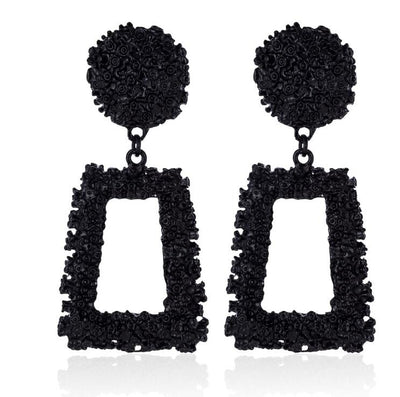 Aretes Geométricos Grandes Vintage - Oro, Plata y Negro - Image 2