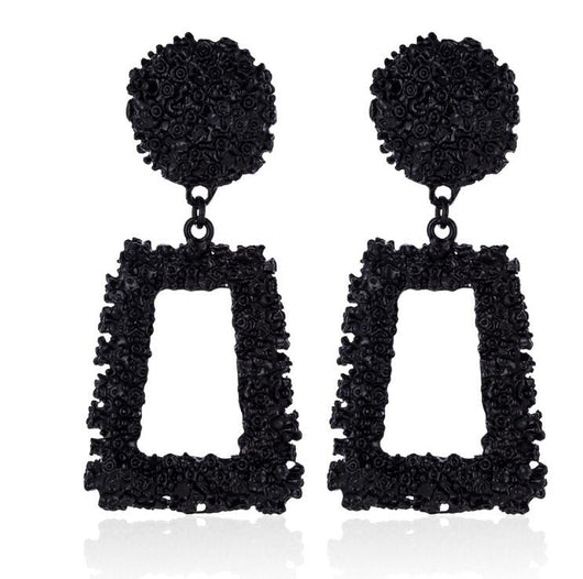 Aretes Geométricos Grandes Vintage - Oro, Plata y Negro - Image 2