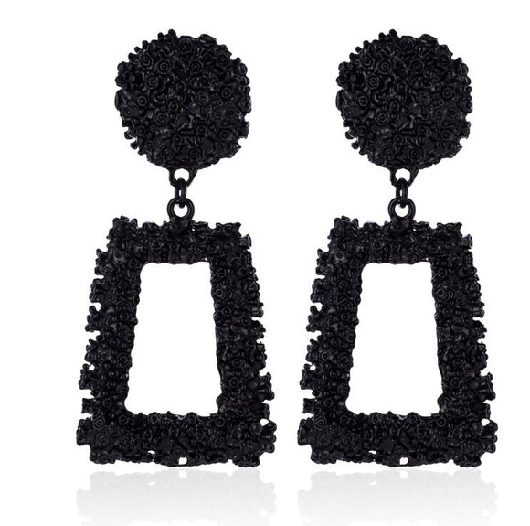 Aretes Geométricos Grandes Vintage - Oro, Plata y Negro