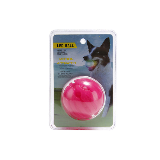 Orange LED pet ball in clear packaging, with a dog on the insert holding a glowing ball in its mouth. - Image 5