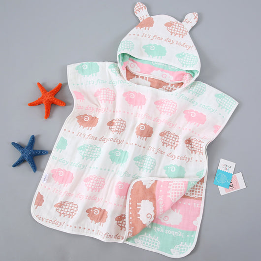 Capa de Baño Infantil con Capucha de Algodón Gasa Pura - Image 34
