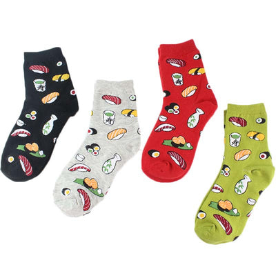 Calcetines Medianos de Algodón para Mujer con Diseño de Sushi y Vida Creativa - Image 2