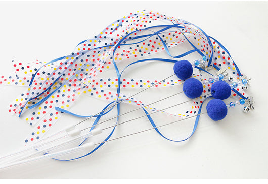 Caña de Juego Interactiva con Cintas Ondulantes y Lunares para Gatos - Image 4