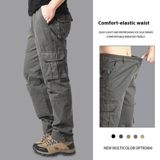 Pantalones Cargo de Algodón Multibosillo para Hombre - Ajuste Holgado y Resistente - Image 4