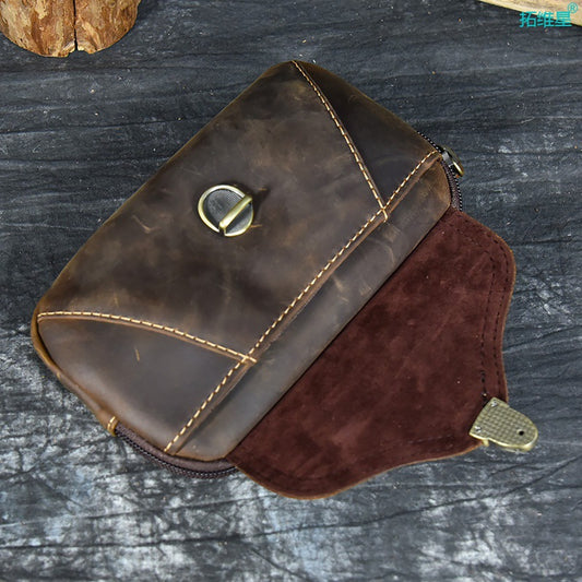 Riñonera de Cuero Genuino para Hombre - Estilo Retro con Bolsillo para Celular - Image 2