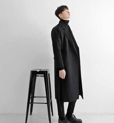 Abrigo Largo de Lana para Hombre - Estilo Coreano Oversized Otoño Invierno - Image 4