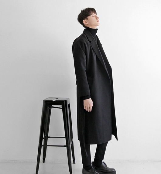 Abrigo Largo de Lana para Hombre - Estilo Coreano Oversized Otoño Invierno - Image 4