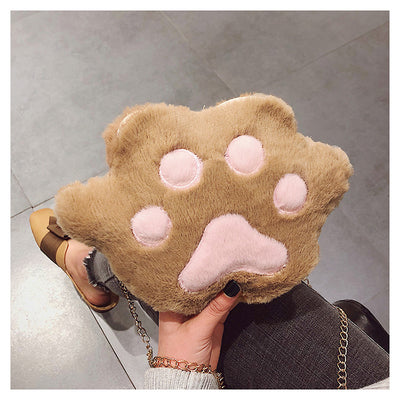 Bolso Mensajero con Diseño de Patitas de Gato y Oso Felpa - Image 5