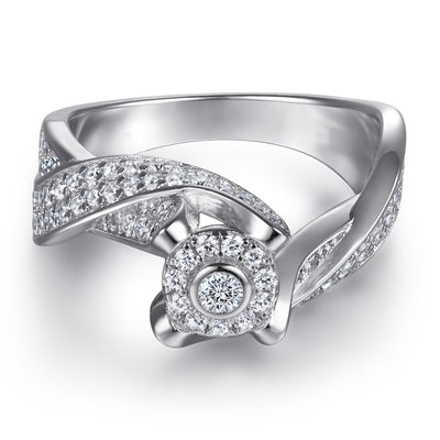 Anillo de Plata Esterlina S925 Diseño Curvo Romántico para Mujer