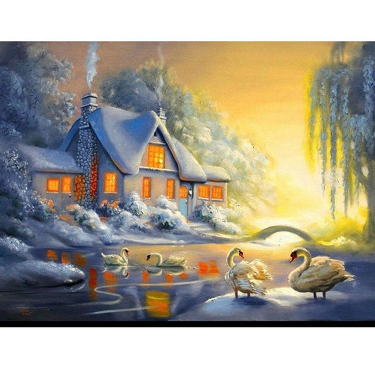 Pintura de Diamantes Invierno Nevado