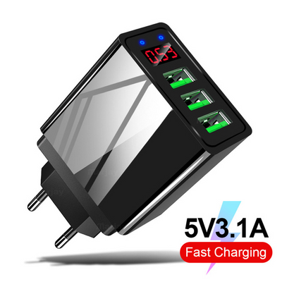 Cargador USB Triple Puerto con Pantalla LED 3A - Image 7
