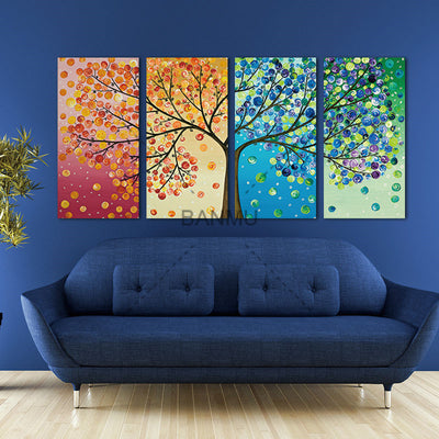 Cuadro Canvas Árbol Multicolor - Impresión HD Puzzle Decorativo 4 Piezas - Image 4