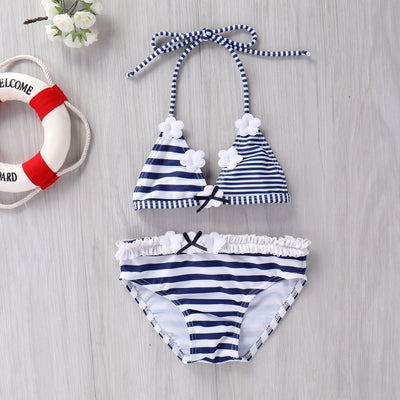 Traje de Baño Infantil con Encaje y Rayas - Image 5