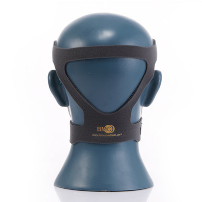 Clear full face oral and nasal mask with gray headgear displayed on a mannequin head for sleep therapy. - Image 2