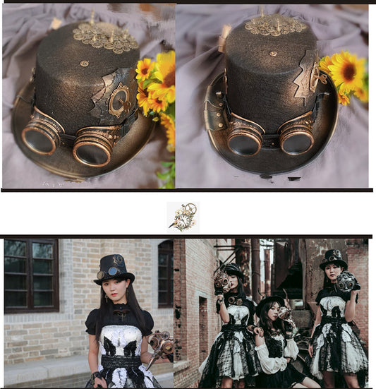 Gafas Steampunk Lolita Desmontables con Engranajes de Metal y Cuero - Image 2