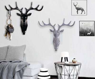Perchero Decorativo Cabeza de Ciervo con Astas - Organizador de Pared para Ropa, Sombreros y Accesorios