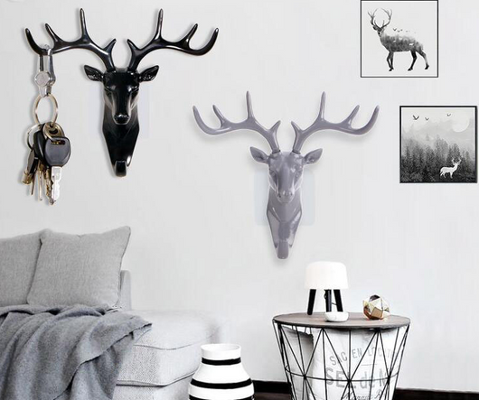 Perchero Decorativo Cabeza de Ciervo con Astas - Organizador de Pared para Ropa, Sombreros y Accesorios