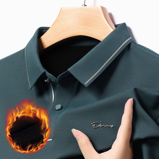 Camisa Térmica de Manga Larga para Hombre con Cuello Solapa y Tela Elástica - Image 3