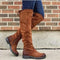 Botas de Cuero Impermeables para Mujer - Tacón Bajo Elegante