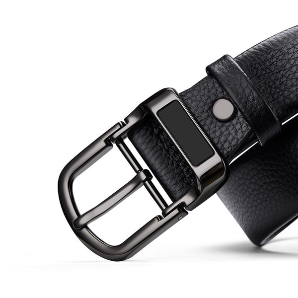 Cinturón de Cuero Genuino con Hebilla Grabada para Hombre