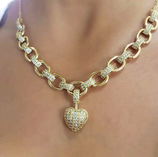 Conjunto de Collar y Pulsera Corazón con Micro Incrustaciones - Image 3