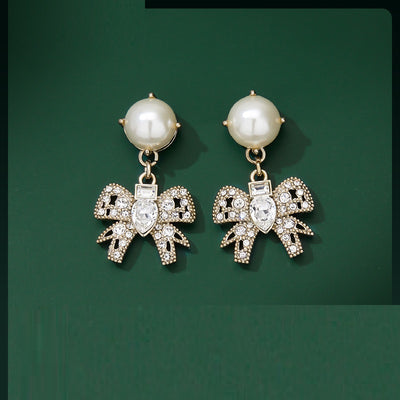 Aretes Vintage de Perla con Moño - Elegancia Premium - Image 2