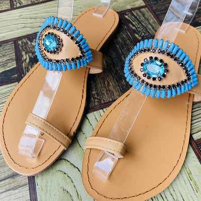 Pantuflas Planas con Cristales de Zafiro - Tallas Grandes Europeas y Americanas - Image 2