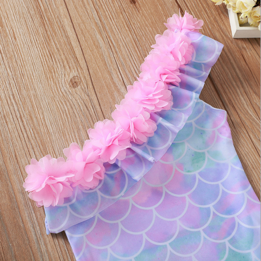 Traje de baño una pieza para niña con estampado de escamas de pez - Image 3