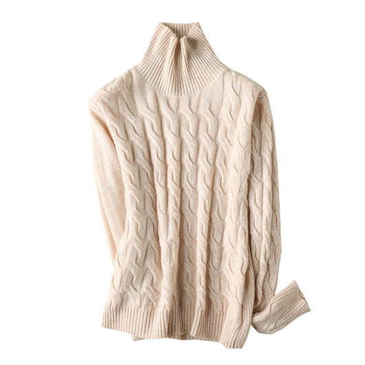 Suéter de Cuello Alto en Cashmere con Tejido Retorcido para Mujer