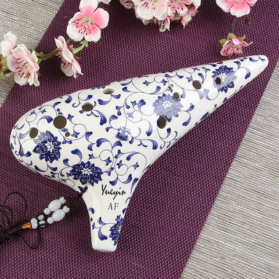 Ocarina Profesional Alto F de 12 Agujeros - Porcelana Azul y Blanca - Image 6