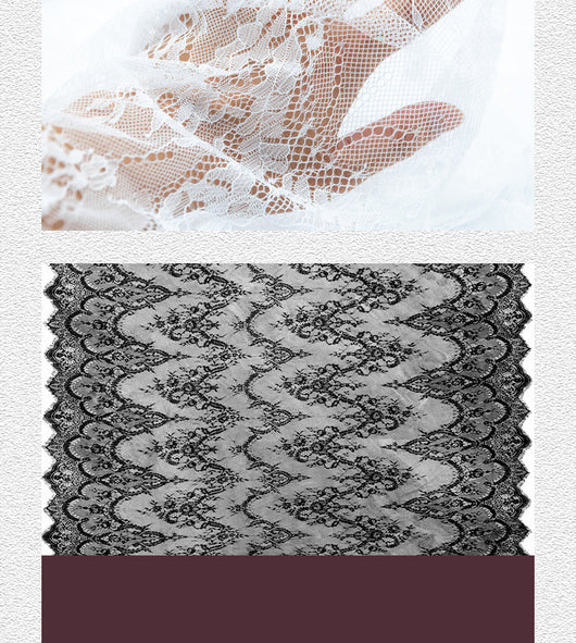 Conjunto de Encaje con Pestaña y Tela de Encaje en Negro y Blanco - Image 7