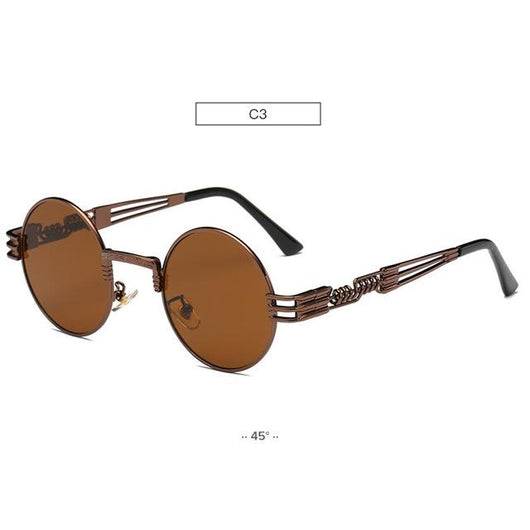 Gafas de Sol Redondas Steampunk Doradas con Cristales Espejados - Estilo Retro Vintage Unisex - Image 18