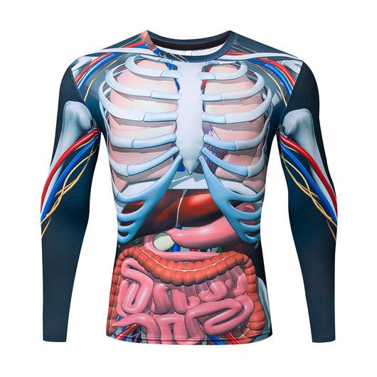 Playera con Estampado 3D de Esqueleto y Órganos Internos para Hombre - Image 5