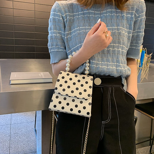 Bolso de Hombro con Cadena y Perlas - Image 3