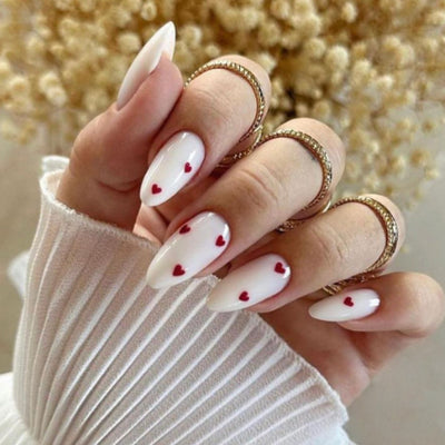 Pegatinas de Uñas Removibles Blanco Lechoso con Acabado Rojo - Diseño Elegante sin Daño - Image 8