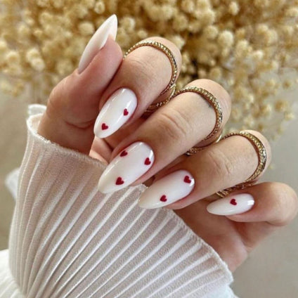 Pegatinas de Uñas Removibles Blanco Lechoso con Acabado Rojo - Diseño Elegante sin Daño - Image 8