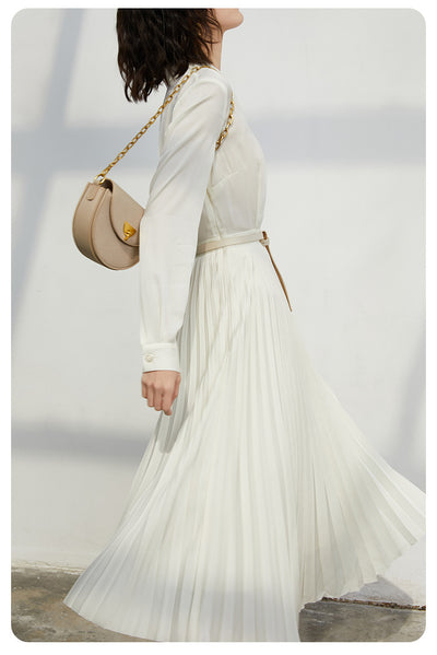 Vestido de Seda con Patchwork y Pliegues para Mujer - Image 8