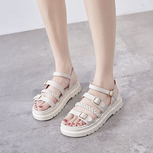 Sandalias Escolares Estilo Hada de Base Plana Gruesa - Versión Coreana para Niñas - Image 3