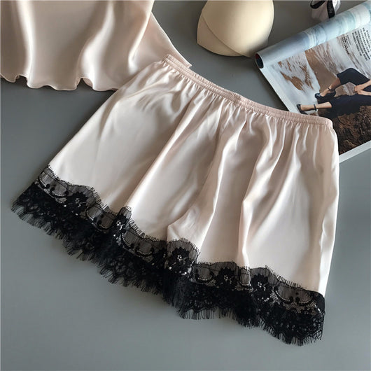Conjunto de Pijama Seda Cinta Hielo para Mujer - Dos Piezas Loungewear - Image 3