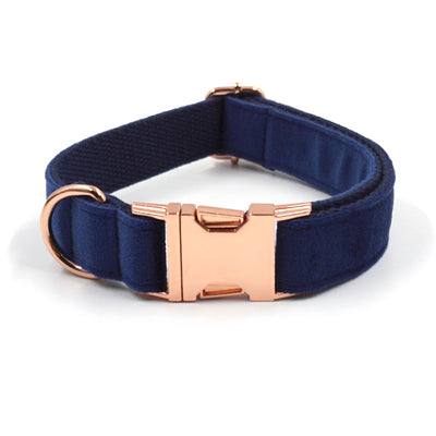 Collar para Mascotas de Terciopelo Azul con Hebilla Oro Rosado