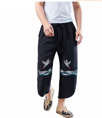 Pantalones Retro Estilo Chino con Grúas Dobles - Diseño Literario para Hombre - Image 6