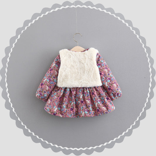 Conjunto de Falda y Blazer para Niñas con Detalles de Terciopelo - Image 2