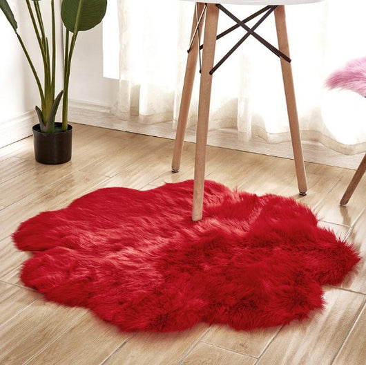 Alfombra de Lana Artificial con Forma Floral – Tapete Suave de Piel Sintética - Image 3