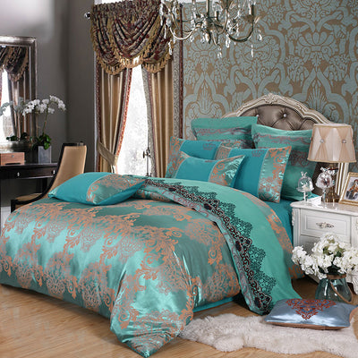 Juego de Cama Satinado Jacquard de Cuatro Piezas - Image 8