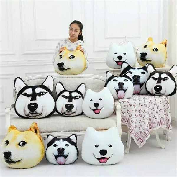 Almohada Térmica 3D Cabeza de Perro - Cojín Creativo Calentable
