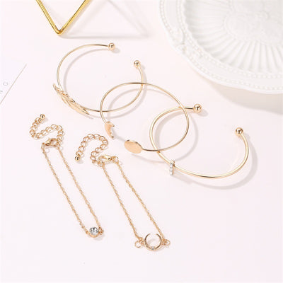 Set de 5 Pulseras Boho Mujer - Luna, Hoja y Cristal - Image 7