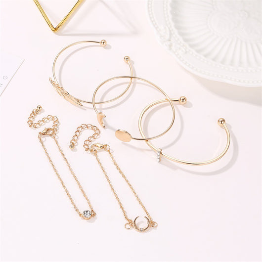 Set de 5 Pulseras Boho Mujer - Luna, Hoja y Cristal - Image 7